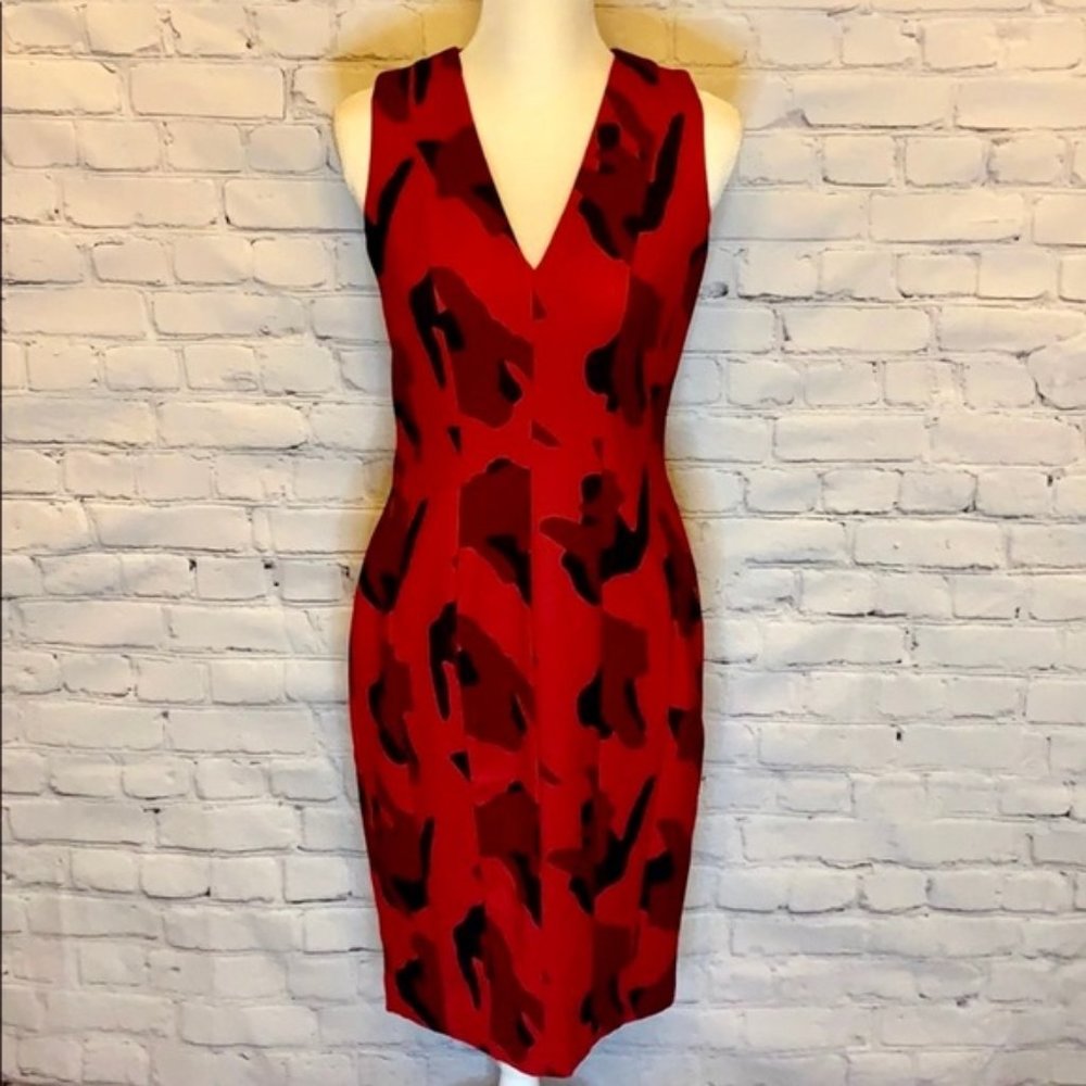 H&M red leopard print pencil dress